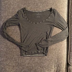 Striped LS scoop Top